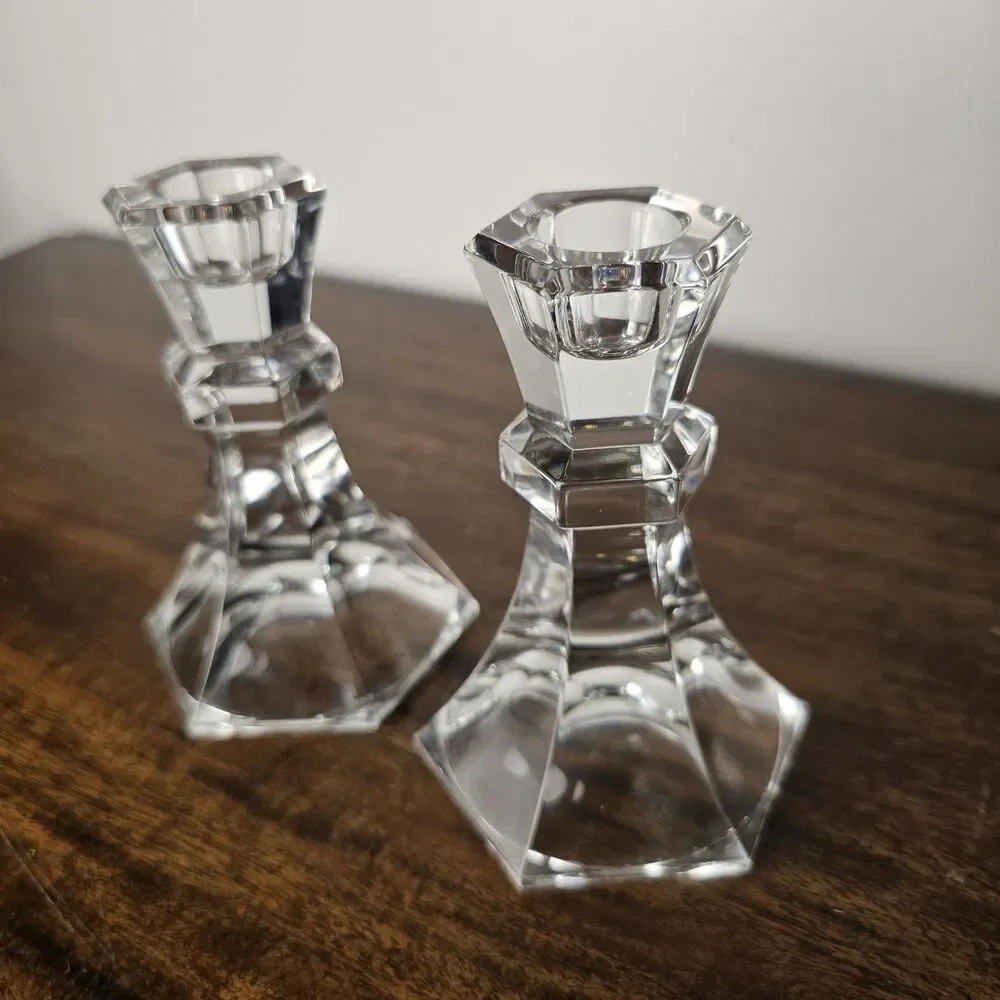 Vintage Towle Fine Full Lead Crystal Candlestick Holders Set of 2 Austria 4.75